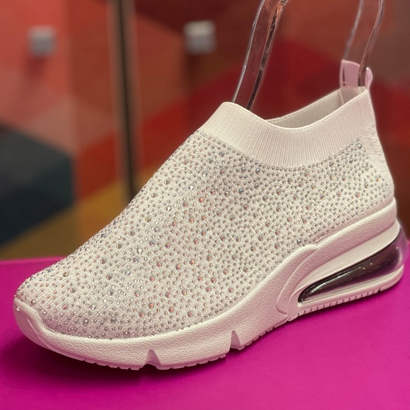 Italina Knitted Sparkly Embellished Platform Slip-On Sock Sneaker - Picture 7 of 9